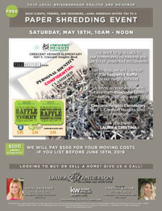 Paper Shredding Event May 18th 2019